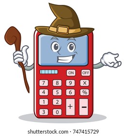 Witch cute calculator character cartoon
