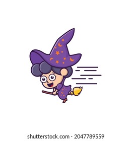 witch cute cartoon mascot vector illustration design design