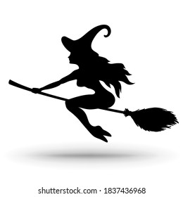 Witch of darkness on halloween night. Halloween sign isolated on white. Vector illustration.