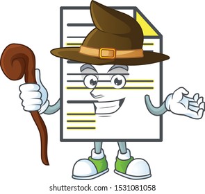 Witch document template with cartoon character shape
