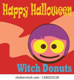 Witch Donuts dessert cartoon flat design