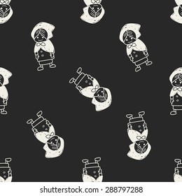 witch doodle seamless pattern background