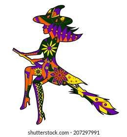 Witch drawing silhouette