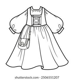 Witch dress with corset and attached handbag. Image produced without the use of any form of AI software at any stage.