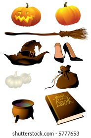 The witch equipment. Vector illustration