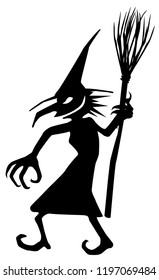 Witch evil stencil black, vector illustration, vertical, isolated