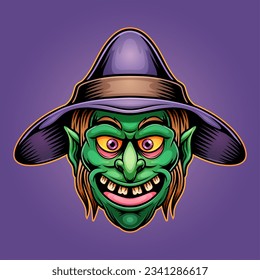 witch face cartoon character illustration