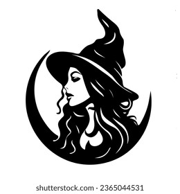 witch face graphic in black colour