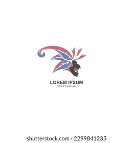 Witch face logo concept with hat some leaves and soft colors suitable for your business company icon.
