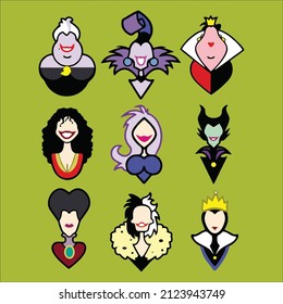 Witch Faces Cartoon Characters Stock Vector (Royalty Free) 2123943749