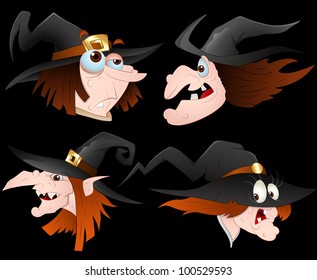 Witch Faces Vector