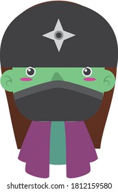 witch with facial gestures, hat and robe