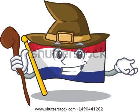 Witch flag netherlands fluttered on cartoon pole