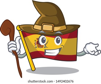 Witch flag spain isolated in the cartoon
