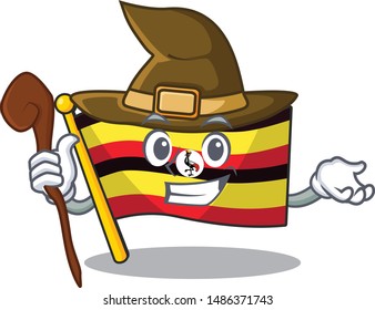Witch flag uganda isolated in the cartoon