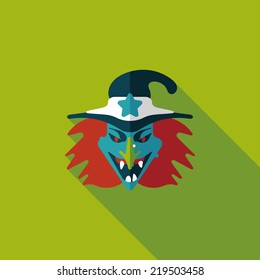 witch flat icon with long shadow,eps10