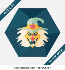 witch flat icon with long shadow,eps10