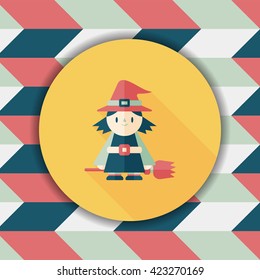 witch flat icon with long shadow,eps10