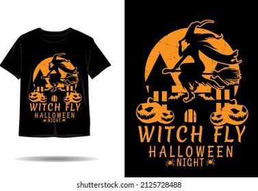 Witch fly halloween silhouette t shirt design