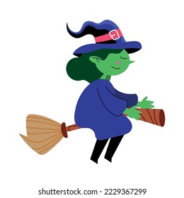 witch flying in broom character