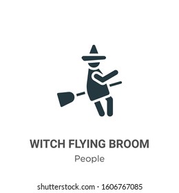 Witch flying broom glyph icon vector on white background. Flat vector witch flying broom icon symbol sign from modern people collection for mobile concept and web apps design.