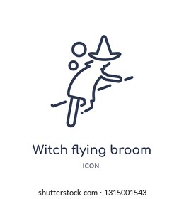 witch flying broom icon from people outline collection. Thin line witch flying broom icon isolated on white background.