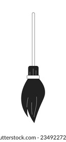 WItch flying broomstick monochrome flat vector object. Magic tool. Editable black and white thin line icon. Simple cartoon clip art spot illustration for web graphic design