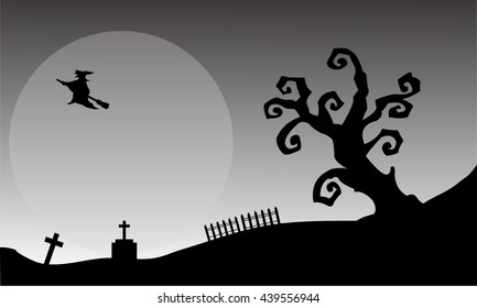 Witch flying halloween backgrounds with gray backgrounds