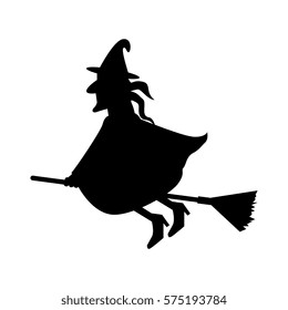 witch flying halloween card