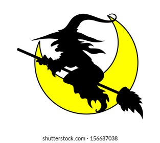 witch flying - Halloween vector illustration