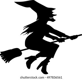 Witch flying on boom