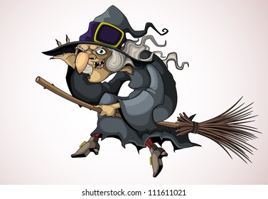 Witch flying on a broom