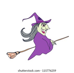 Witch flying on a broom