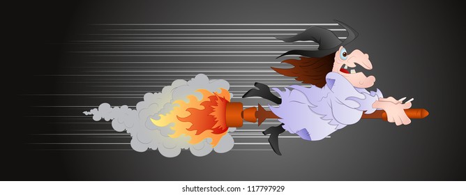 Witch Flying on a Broom