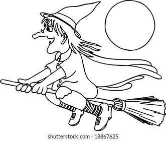 Witch Flying on the Broom