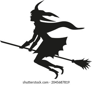 Witch flying on a broom