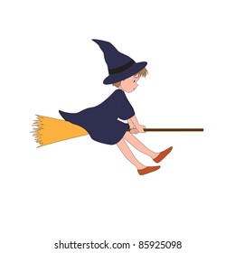 Witch flying on broom