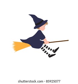 Witch flying on broom striped socks