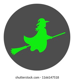 Witch flying on broom. Vector icon.