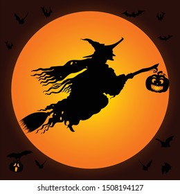 witch flying on a broomstick