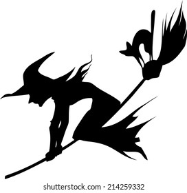 Witch flying on a broomstick