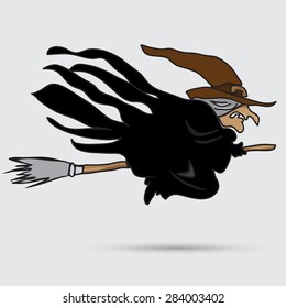 Witch flying on a broomstick