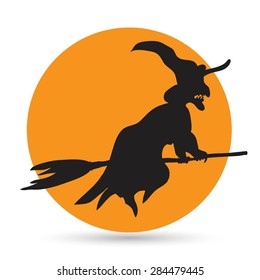 Witch flying on a broomstick