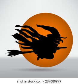 Witch flying on a broomstick