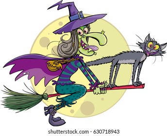 witch flying on a broomstick