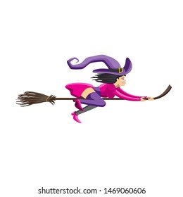 Witch flying on a broomstick. Design element decor for Halloween. Vector element. eps 10