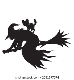 Witch flying on a broomstick vector cartoon illustration
