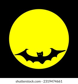 Witch flying on a broomstick.Halloween silhouette on white background vector illustration.Halloween black bat