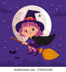 Witch flying on her broom