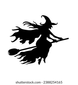 Witch flying silhouette black colour descion